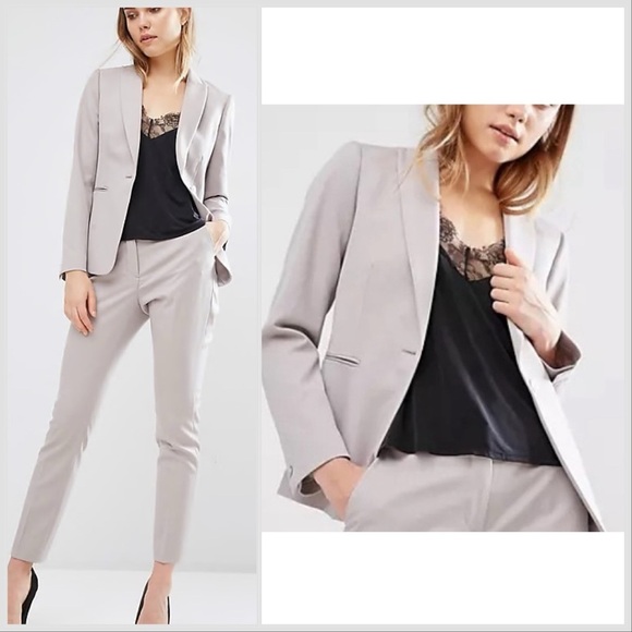 REISS Truman Tailored Blazer in Light Grey Beige Sz 2 - Picture 1 of 15